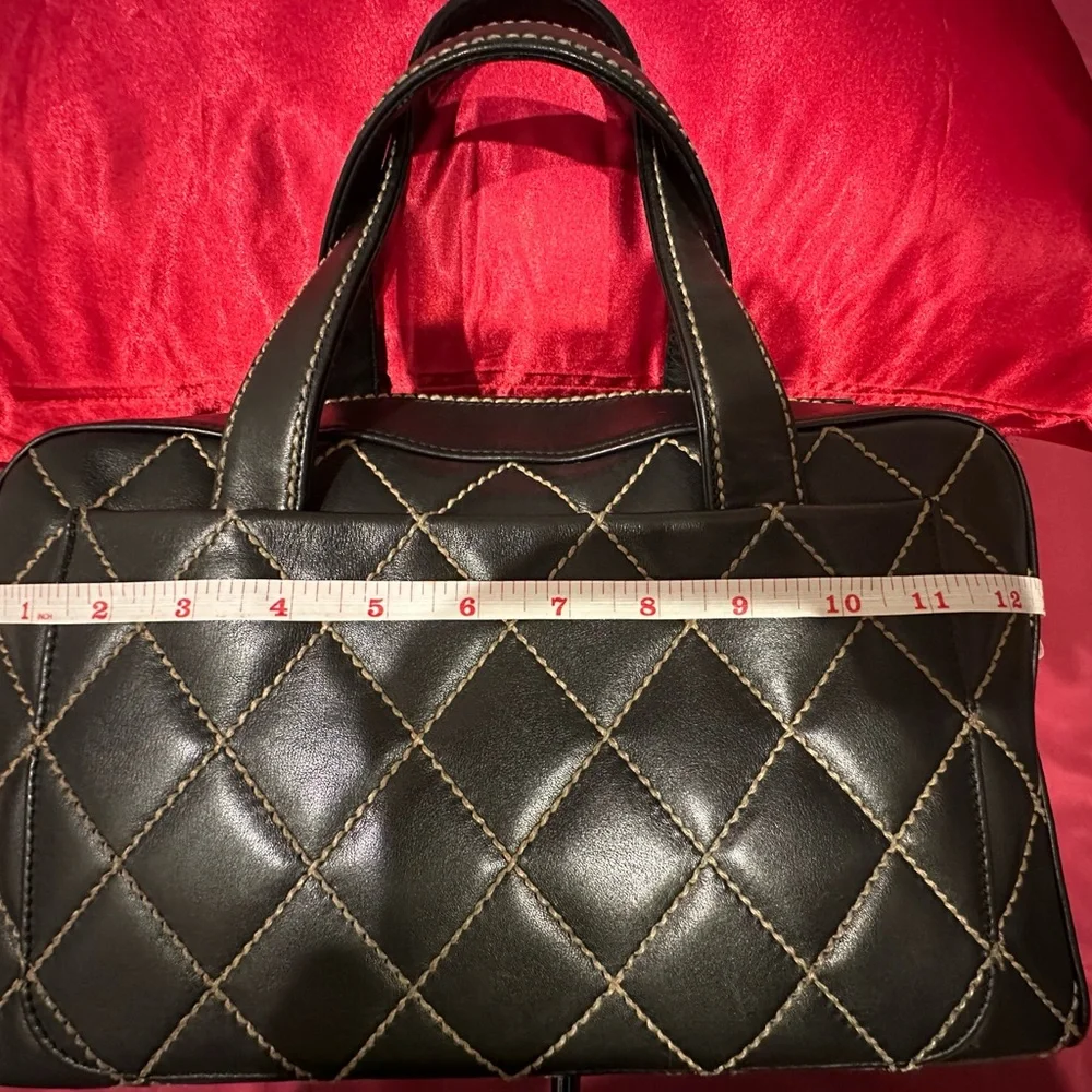 Chanel Vintage Black Quilted  Top Handle Bag